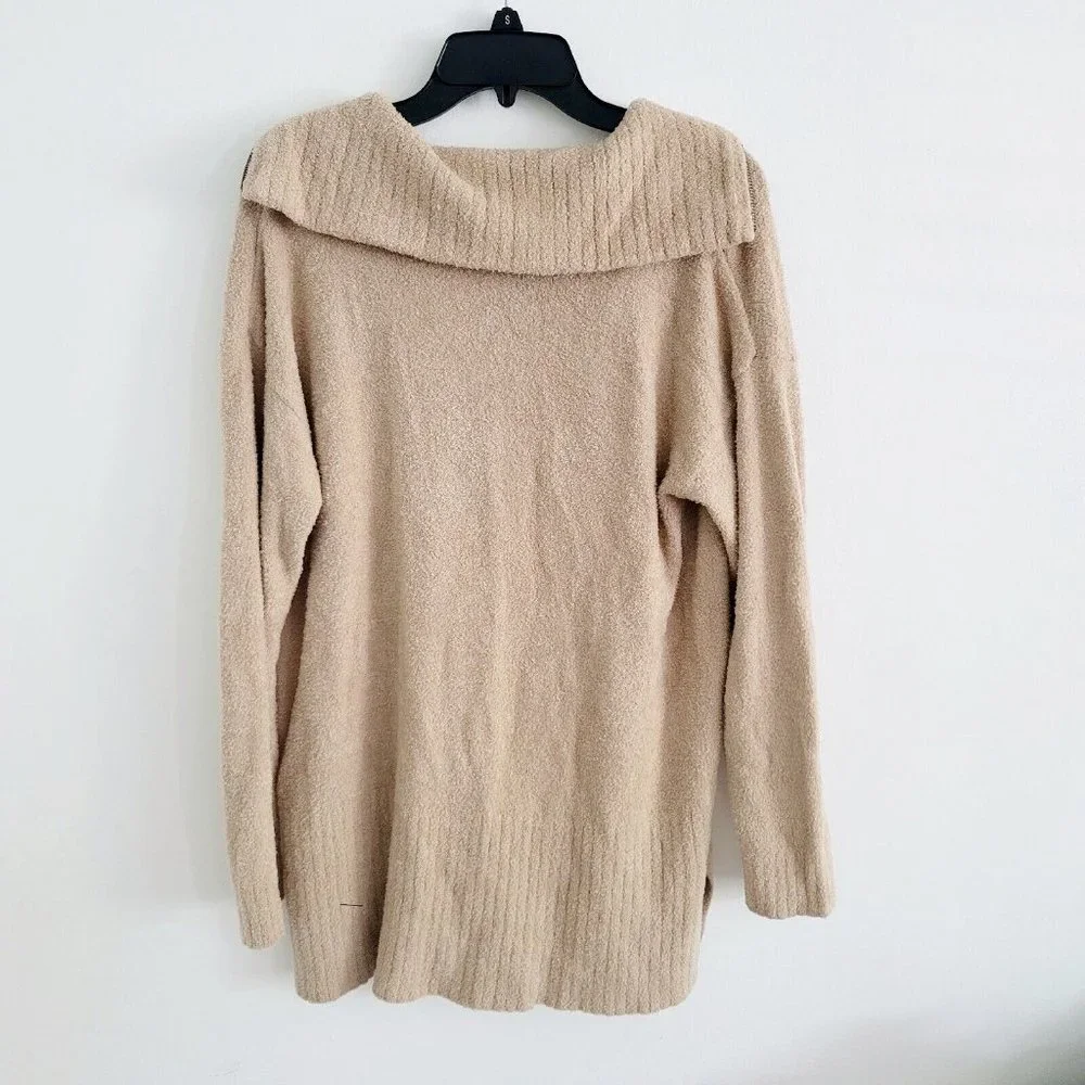 Barefoot Dreams Cozychic Lite Half Zip Knit Tunic Sweater Pullover Beige Tan M_8